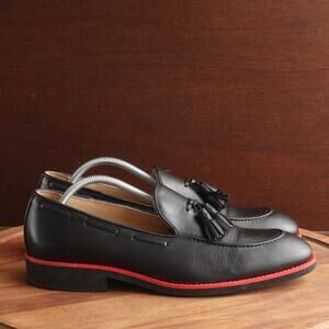 Kabaccha Loafers Mens SZ EU 43.5 US 9.5 BLK Leather Slip On Tassel Casual Shoes